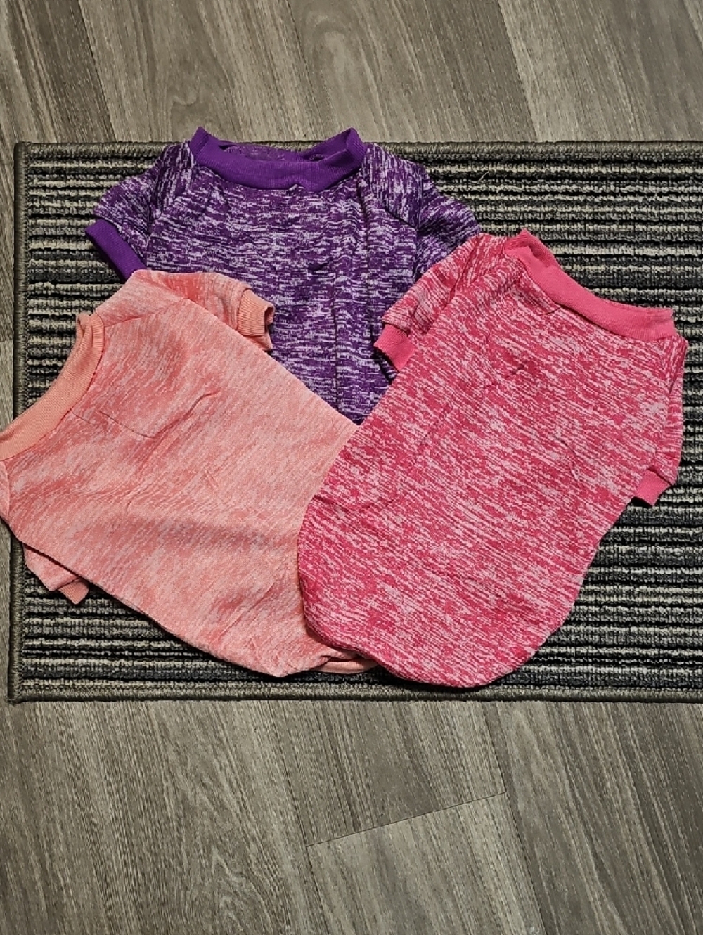 3 Heathered Light Pink, Hot Pink And Purple Pet Tees, Smaller/Medium Breed